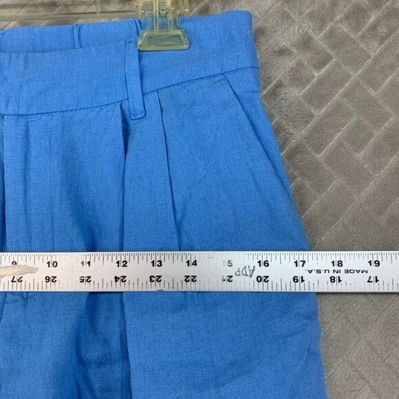 A New Day Womans 6 Linen Blend Pants Blue High Rise Baggy Straight Leg - Picture 7 of 15